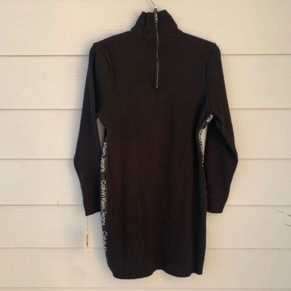 CALVIN KLEIN Logo Tape Ribbed Mock Neck Zip size XL - Picture 3 of 5